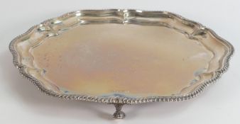Silver salver by Walker & Hall, clearly hallmarked for Sheffield 1914, diameter 26.5cm, weight 489g.