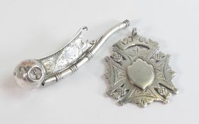Victorian silver Boatswains whistle by George Unite, clear hallmarks for Birmingham 1897. Together