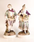 A pair of 19th century German figures of flower pickers, likely Samson after 18th century