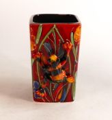 Anita Harris Frog on medium square vase, h. 15.5cm, gold signed