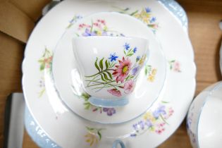 A large collection of Shelley Wild Flowers patterned tea & dinner ware to include tureen & lid,