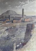 Reginald Haggar watercolour painting believed to be factories at Etruria, Stoke on Trent, signed.