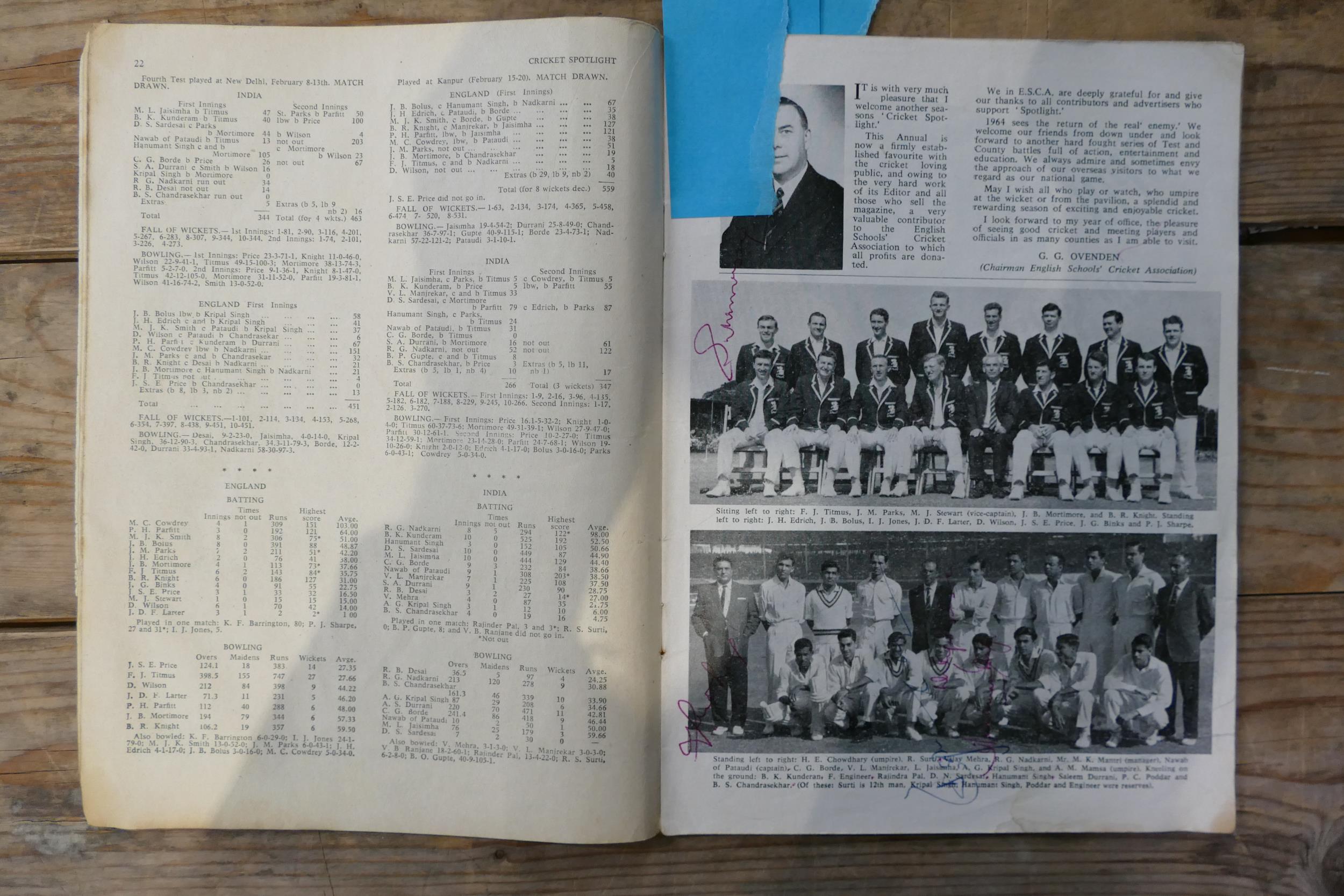 A very interesting and comprehensive group of 1960s cricketing memorabilia, including signatures, - Image 20 of 38