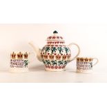 Emma Bridgewater HM Queen Elizabeth II large tea pot together with two mugs. Height of teapot 21cm