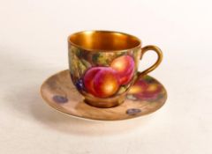Royal Worcester hand painted Demitasse cup. Painted in full with fruit still life by John Freeman.