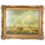 English school seascape, 19th century oil on board, unsigned. 28cm x 39cm excluding frame.