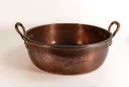 Large heavy early 20th century Copper handled pan, diameter 37.5cm