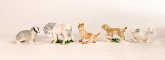 A collection of Wade Whimsies to include Shetland Pony and Badger etc. (5)