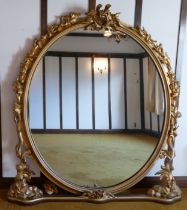 Very large 19th century carved giltwood overmantle mirror, with some minor damages to frame, width