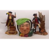 Three Royal Doulton figures to include Large Charactet Jug Sairey Gamp togethe with Resin Figures
