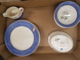 Wedgwood Sarahs Garden items to include 5 Dinner plates, gravy boat, 6 cereal bowls & butter dish (1