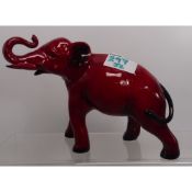 Royal Doulton Flambe Elephant with Trunk In Salute height 13.5cm