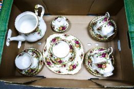 Royal Albert Old Country Rose Pattern Part Tea set including 6 trio's, teapot & cake plate, mostly