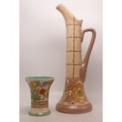 Charlotte Rhead Burleigh Ware Ewer and Smaller Vase. Height of tallest: 35cm