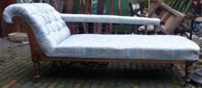 Victorian Upholstered Chaise Longue with modern reupholstery on Original Body. Upholstered