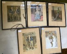 Five Frank Reynolds Dickens Series Coloured Prints. Size incl. frame, Height: 39.5cm x Width: 31.5cm