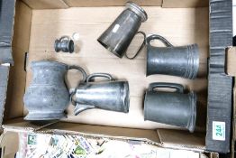 A mixed collection of items to include 19th Century & later Pewter Tankards, similar silver plated