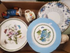 A mixed collection of items to include Two Portmerion cake stands, 4 royal doulton christmas plates,