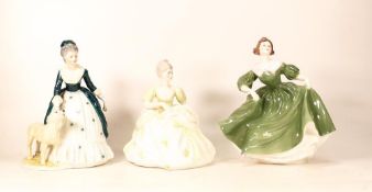 Coalport Ladies of Fashion Figure Sally Anne & 2nds Abigail & similar(with hairline to base)(3)