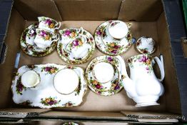 Royal Albert Old Country Rose Pattern Coffee Set, mostly seconds