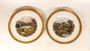 F & R Pratt & Co., Two Transfer-printed plates from the Historic House series to include Haddon Hall
