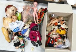 A collection of Vintage Dolls in varying states of Repair ( 2 boxes)