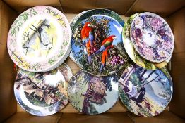 A mixed collection of decorative wall plates including Roya Worcester Darling Buds of May, Royal