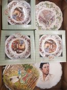 A mixed collection of decorative wall plates to include 3 Brambly Hedge boxed winter season plates