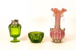 Three Mid Century Glassware items , tallest 14cm(3)