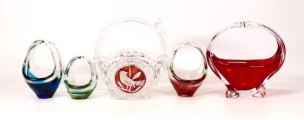 A collection of Art Glass Baskets, tallest 17cm(5)