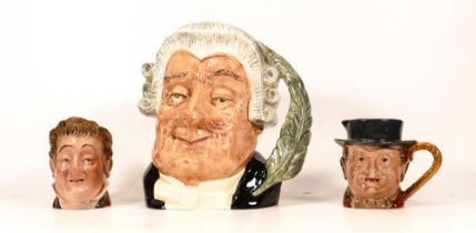 Royal Doulton Large Character Jug The Lawyer D6498 & two small Beswick similar items(3)