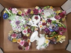 A collection of ceramic flower posies to include Royal Albert and Crown Staffordshire ( 1 tray)