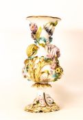 Coalbrookdale Style Encrusted Flower Vase. A/F missing lid, missing handles, large crack to body and
