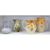 Four Ceramic Items to Include One Beswick Jug, Two Authur Wood Jugs and One Crown Devon Vase (4)