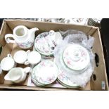 Royal Doulton Carmel tea and dinner ware to include 6 trios, teapot, bowls, dinner plates ( 1 tray)