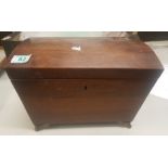 Distressed 19th Century Large Bow Topped Tea Caddy, length 32cm