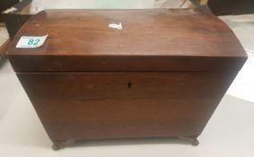 Distressed 19th Century Large Bow Topped Tea Caddy, length 32cm