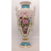 Minton Rose Basket Twin Handled Baluster Limited Edition Vase. Height: 21.5cm