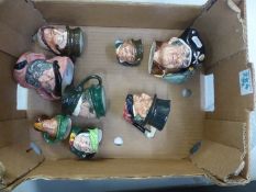 A Collection of Small and Miniture Royal Doulton Character Jugs to Include Sam Weller, Falstaff (