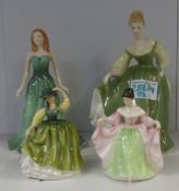 Royal Doulton Lady Figures Fair Lady HN2193 Together with Sara HN3219, Emerald from Gemstone