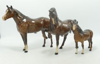 Beswick 1549 Horse (chip to ear), 701 Race Horse & 1197 Pony(3)