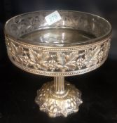 Silver Plated Pedestal Fruit Bowl with Glass Liner, height 19cm