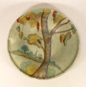 Beswick Ribbed Shallow Bowl with Hand painted Landscape Scene. Diameter: 29.5cm