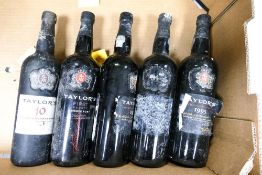 Five Bottles of Taylors Port including 10 Year Old Tawny Port, First Estate Tawny Port , 1995 Late