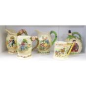 A Collection of Crown Devon Fieldings Jugs to Include Four Musical Examples Old Lang Syne, Daisy