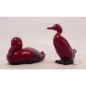 Two Royal Doulton Flambe Figures to include Two Ducklings. Height of tallest: 6cm (2)