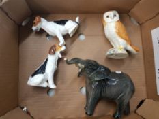 A collection of Royal Doulton and Beswick animal/bird figures to include 2 Royal Doulton character