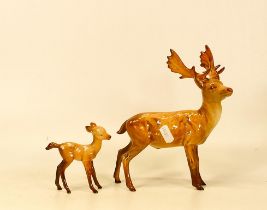 Beswick Stag 981 together with fawn 1000B (2)