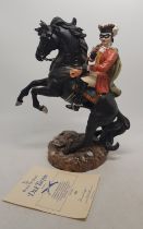 Royal Doulton model of Dick Turpin HN3272, on rearing black horse, limited edition with original box