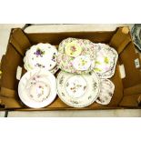 A collection of mixed Shelley china to include toast rack, cake stand, fruit bowl, rimmed bowls,